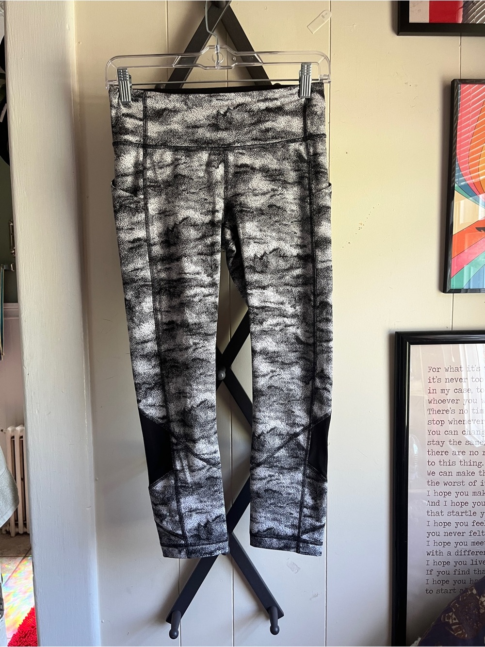 lululemon athletica Black & White Marble-Print Leggings